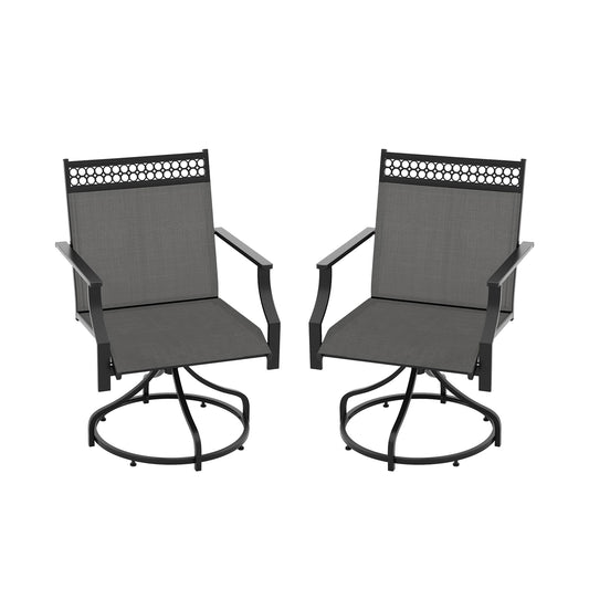 Patio Swivel Dining Chairs Set of 2 with Heavy-duty Metal Frame and Armrests-Gray