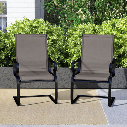 Set of 2 Patio Chairs with Quick-drying and Breathable Fabric for Backyard-Brown