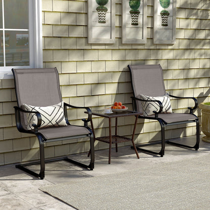 Set of 2 Patio Chairs with Quick-drying and Breathable Fabric for Backyard-Brown