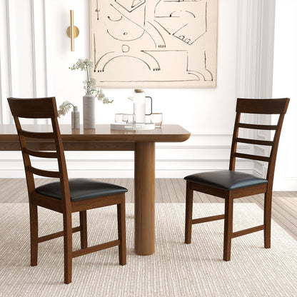 Wooden Dining Chair with Rubber Wood Frame Set of 2-Oak