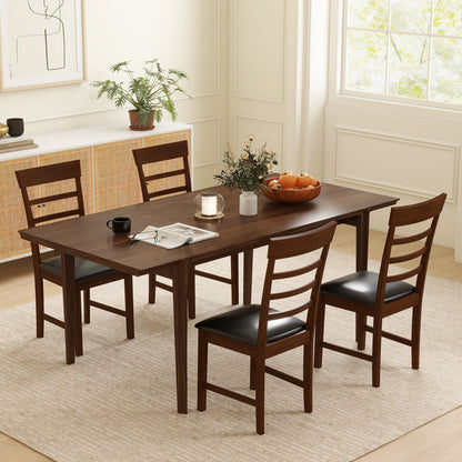 Wooden Dining Chair with Rubber Wood Frame Set of 2-Oak