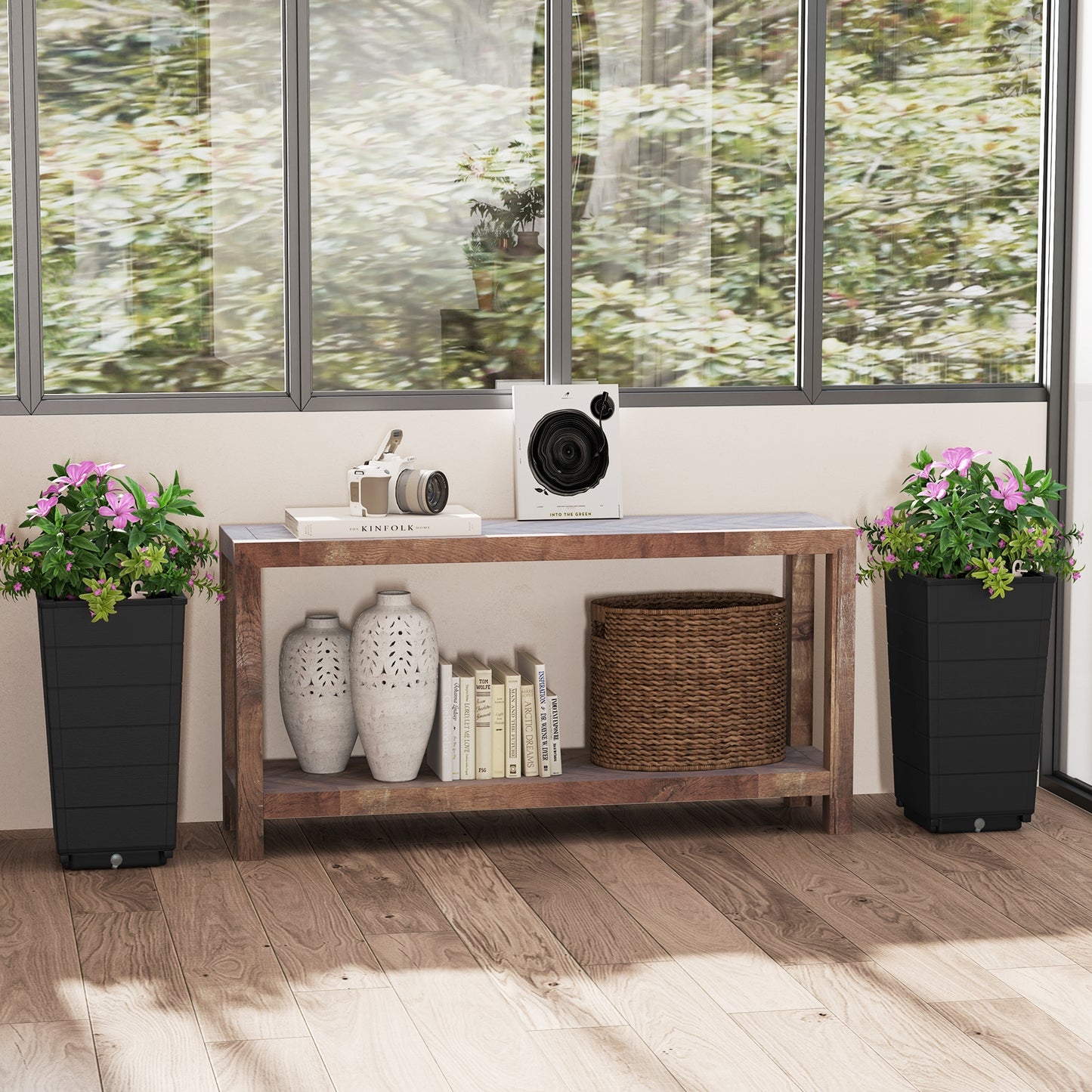 Modern Flower Planter for Front Porch and Lobby-Black