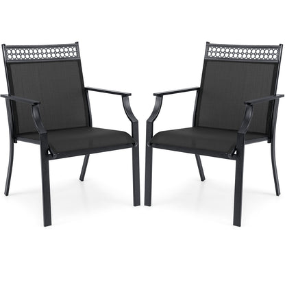 Patio Chairs Set of 2 with All Weather Breathable Fabric-Black