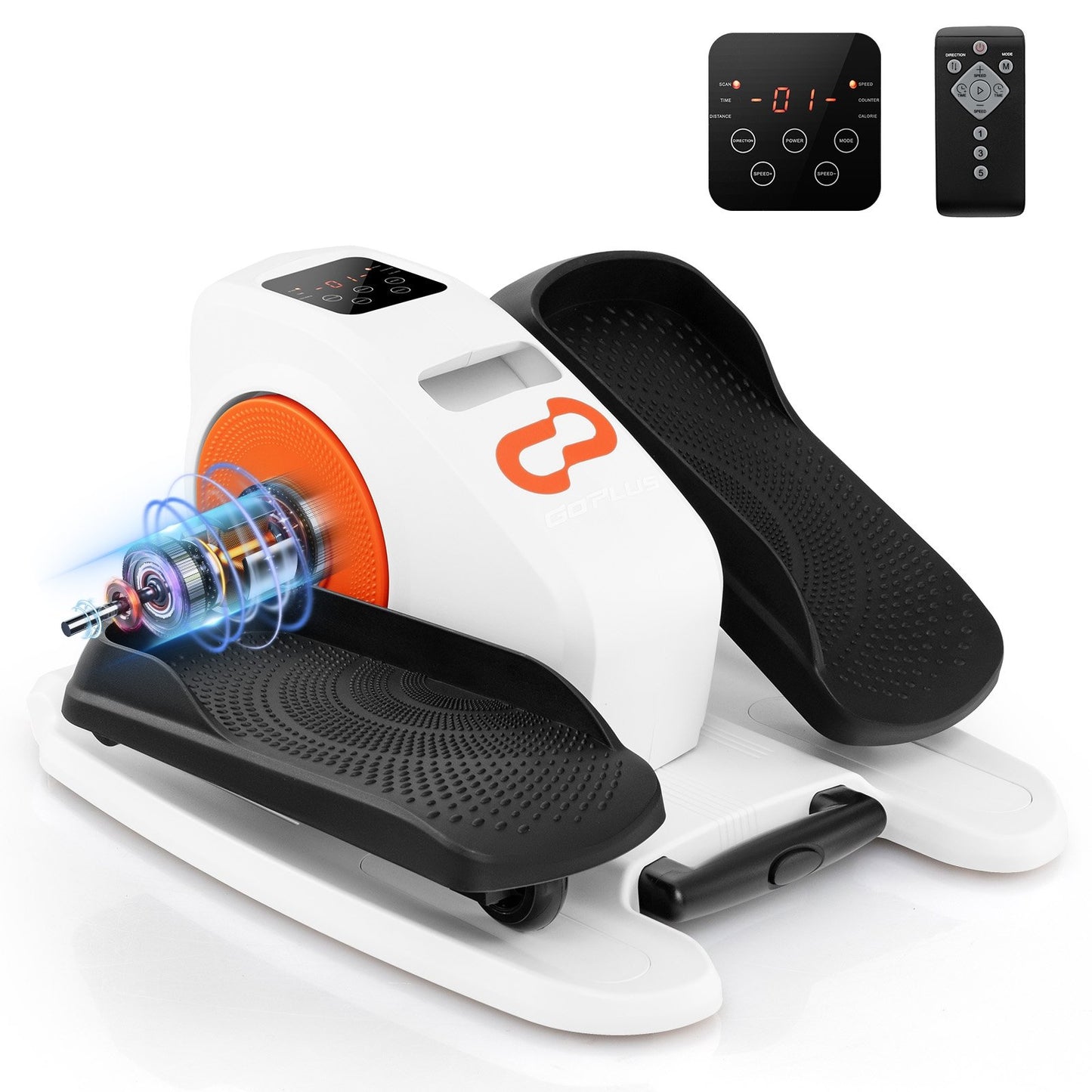 Under Desk Elliptical Machine with Display Monitor for Home Office-Black