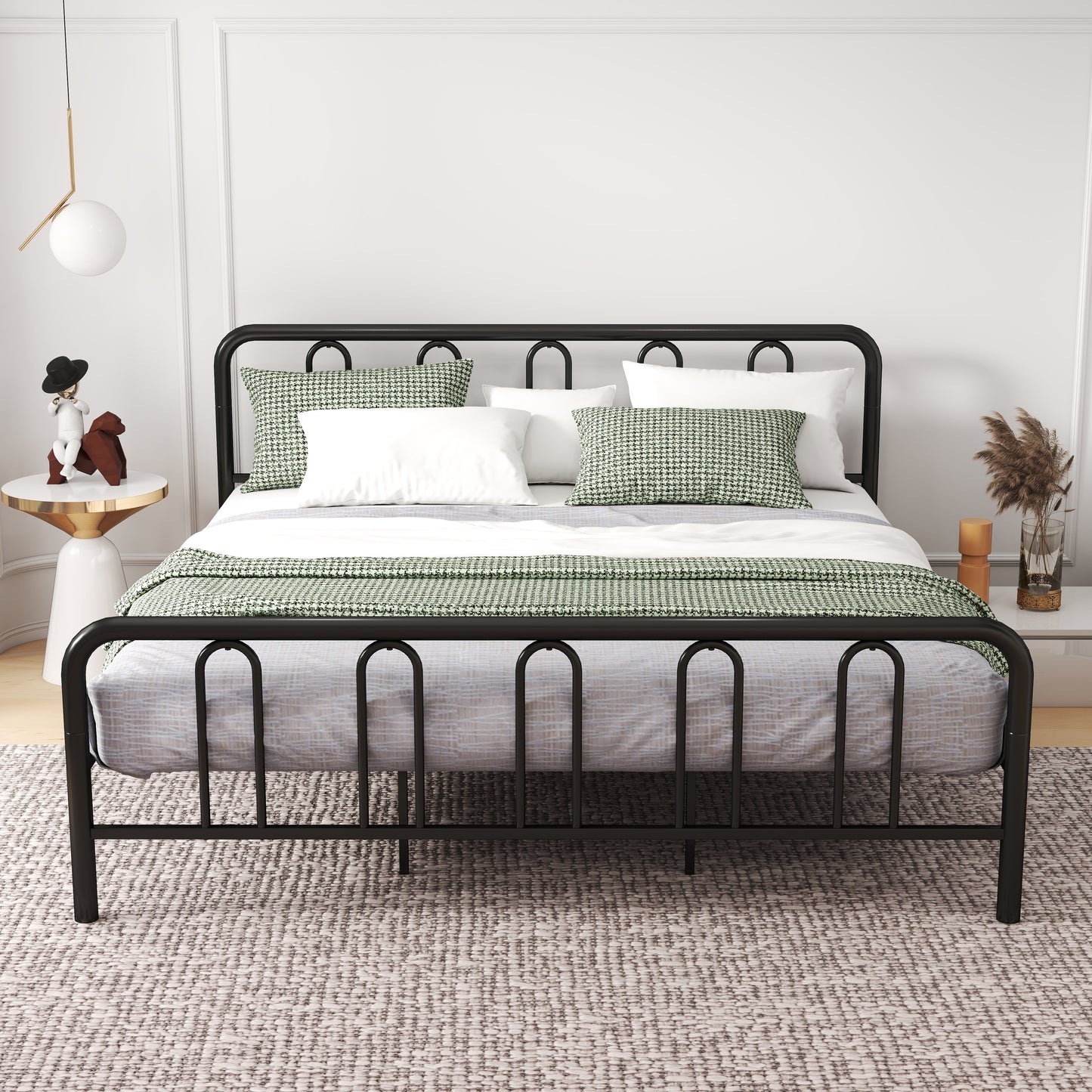 Full/Queen Size Metal Bed Frame with Headboard and Footboard-King Size