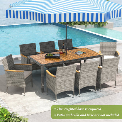 9 Pieces Patio PE Wicker Dining Set for Deck  Garden and Yard-Navy