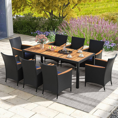 9 Pieces Outdoor Dining Set with Acacia Wood Tabletop