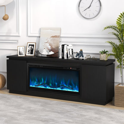 Fireplace TV Stand for TVs up to 80 Inch with 3 Adjustable Shelves-Black