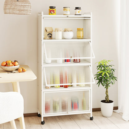 5-Tier Kitchen Pantry Storage Cabinet with Flip-Up Doors-Black