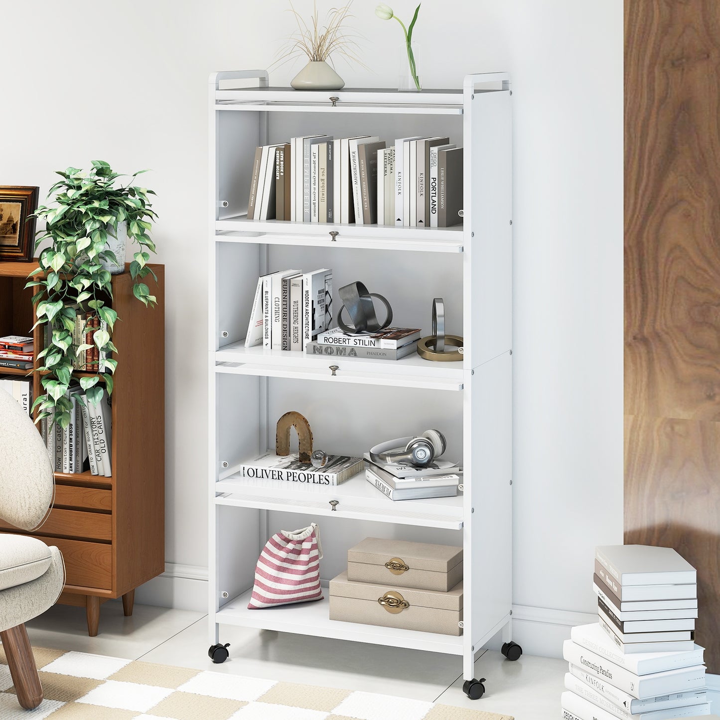 5-Tier Kitchen Pantry Storage Cabinet with Flip-Up Doors-Black