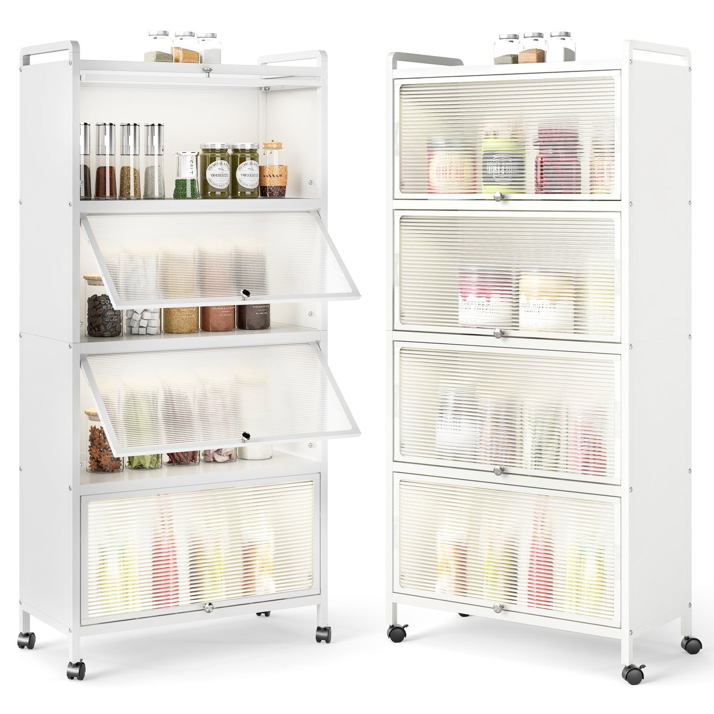 5-Tier Kitchen Pantry Storage Cabinet with Flip-Up Doors-Black