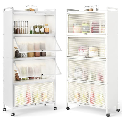 5-Tier Kitchen Pantry Storage Cabinet with Flip-Up Doors-Black
