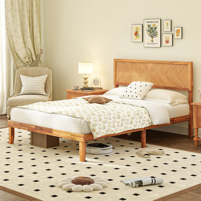Twin/Full/Queen Size Bed Frame with Headboard and Storage Space-Queen Size