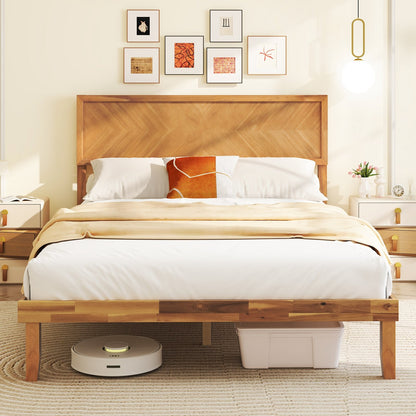 Twin/Full/Queen Size Bed Frame with Headboard and Storage Space-Queen Size