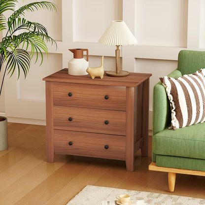 3 Drawer Dresser Chest of Drawers Bedside Table-Black