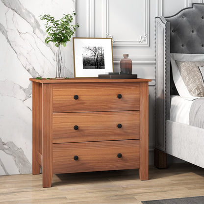 3 Drawer Dresser Chest of Drawers Bedside Table-Black