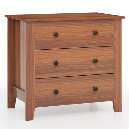3 Drawer Dresser Chest of Drawers Bedside Table-Black