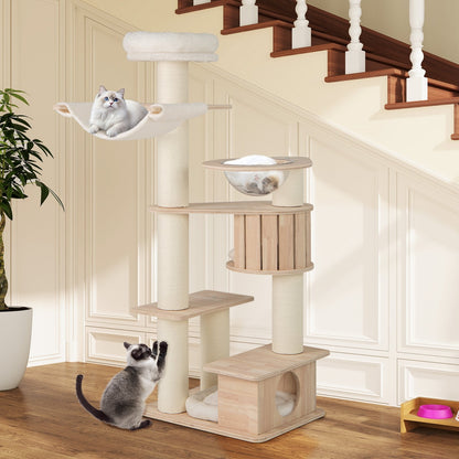 69 Inches Tall Cat Tree with Cozy Top Perch and Washable Plush Cushions