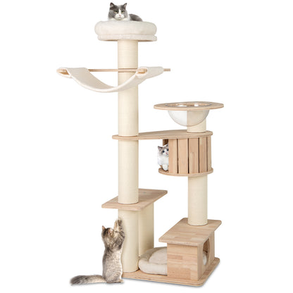69 Inches Tall Cat Tree with Cozy Top Perch and Washable Plush Cushions