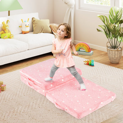 Foldable Floor Mattress for Kids with Washable Flannel Cover-Dark Gray