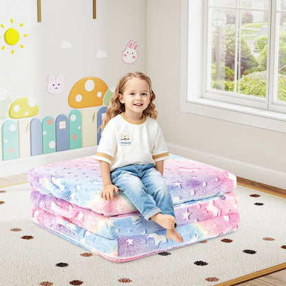 Foldable Floor Mattress for Kids with Washable Flannel Cover-Dark Gray