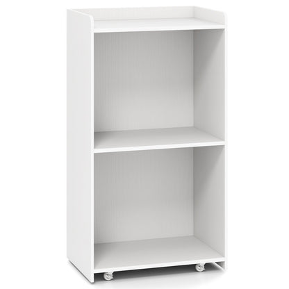 Rolling Podium Stand with 2 Shelves and Lockable Wheels-Black