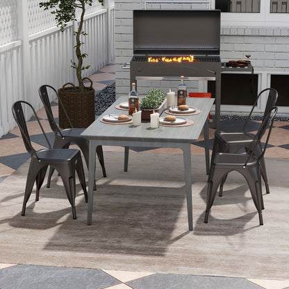 Metal Dining Chairs Set of 4 with Removable Backrest for Dining Room Restaurant Living Room-Black
