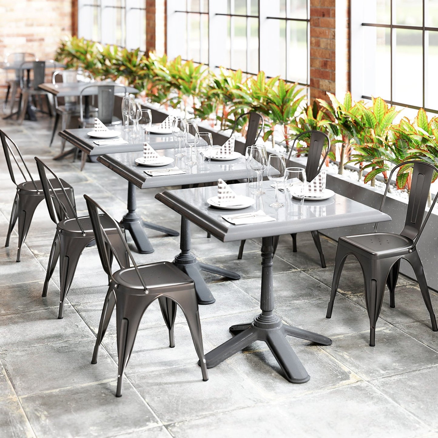 Metal Dining Chairs Set of 4 with Removable Backrest for Dining Room Restaurant Living Room-Black