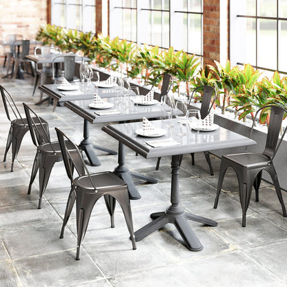 Metal Dining Chairs Set of 4 with Removable Backrest for Dining Room Restaurant Living Room-Black