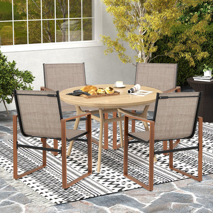 Outdoor Dining Chairs with Breathable Seat and Backrest Set of 2-Black