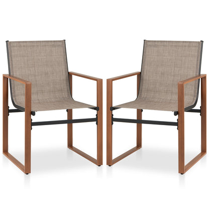 Outdoor Dining Chairs with Breathable Seat and Backrest Set of 2-Black