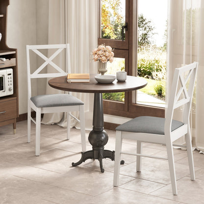 Upholstered Side Dining Chairs Set of 2 with Rubber Wood Frame-Brown