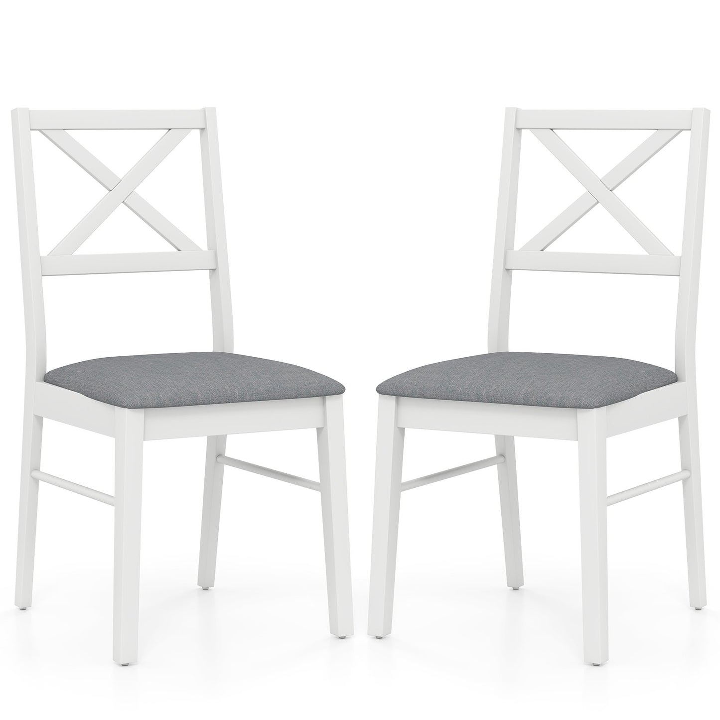Upholstered Side Dining Chairs Set of 2 with Rubber Wood Frame-Brown