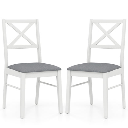 Upholstered Side Dining Chairs Set of 2 with Rubber Wood Frame-Brown