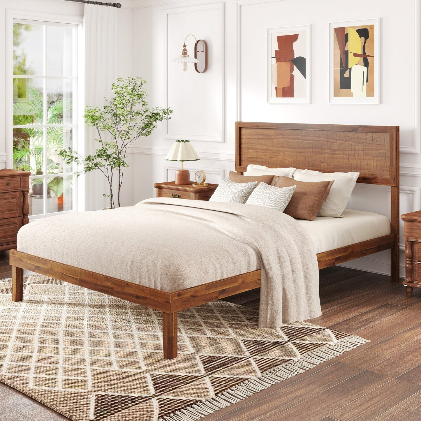 Twin/Full/Queen Size Bed Frame with Headboard and Wooden Slats Support-Twin Size