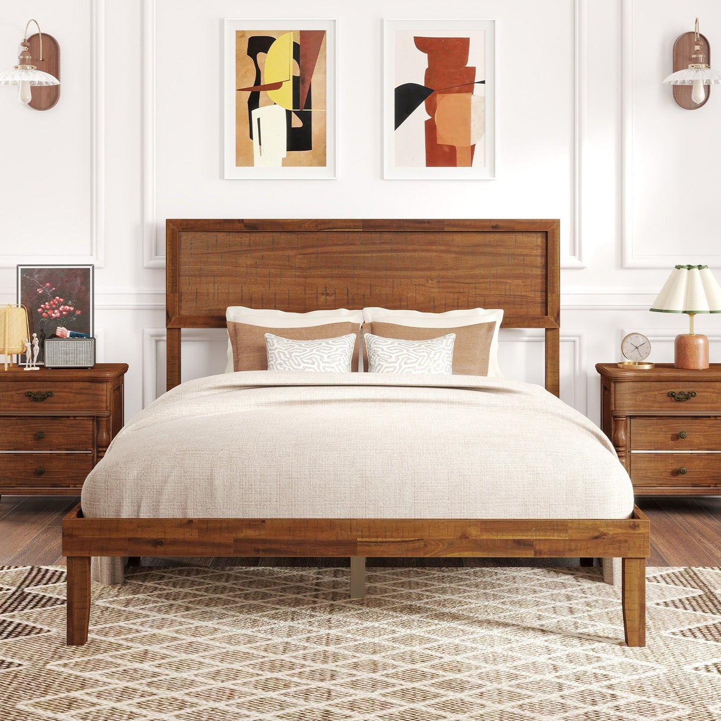 Twin/Full/Queen Size Bed Frame with Headboard and Wooden Slats Support-Twin Size