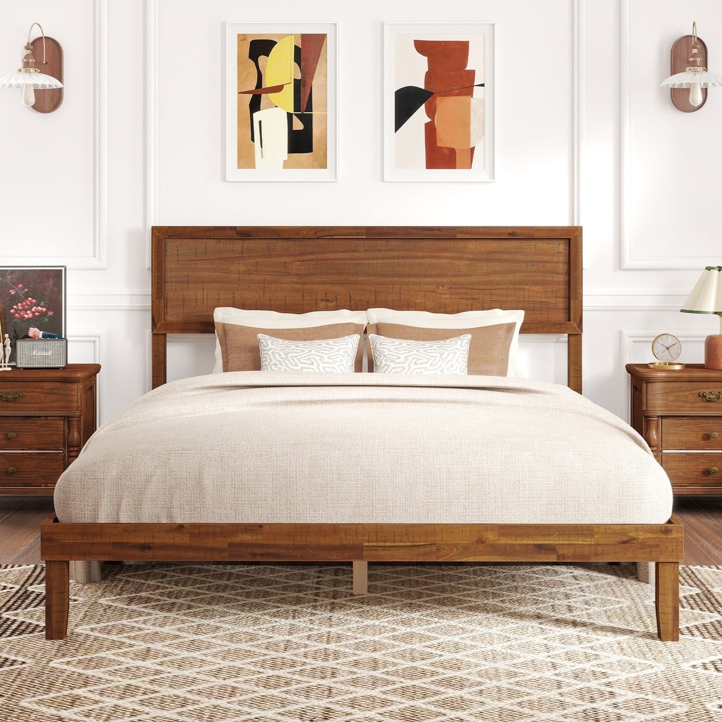 Twin/Full/Queen Size Bed Frame with Headboard and Wooden Slats Support-Twin Size