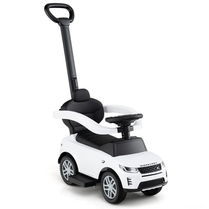 3 in 1 Push Car with Removable Handle and Guardrail for Kids 18-36 Months Old-Black
