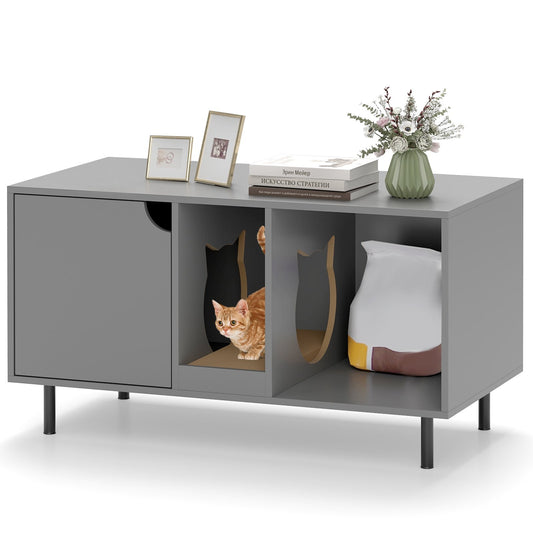 40 Inch Cat Litter Box Enclosure for 2 Cats Hidden Cat Washroom-Gray