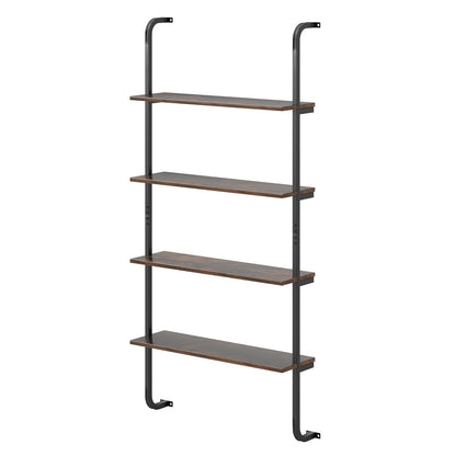 4-Tier Industrial Pipe Shelving with Metal Frame for Living Room Kitchen-Oak