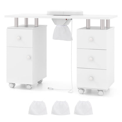 Manicure Table Nail Desk with Electric Dust Collector and 3 Dust Bags-Black