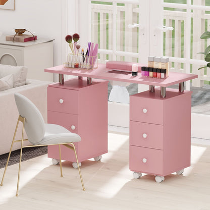 Manicure Table Nail Desk with Electric Dust Collector and 3 Dust Bags-Black