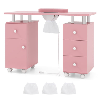 Manicure Table Nail Desk with Electric Dust Collector and 3 Dust Bags-Black