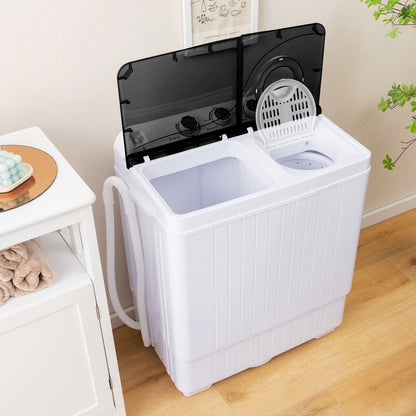 26 lbs Semi-Automatic Twin Tub Washing Machine with Drain Pump-Black