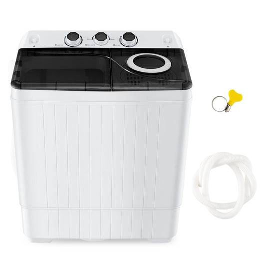 26 lbs Semi-Automatic Twin Tub Washing Machine with Drain Pump-Black