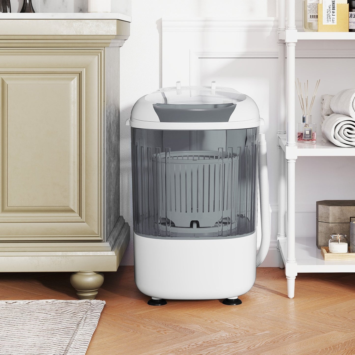 Portable Mini Semi-automatic Washing Machine with Spin Tub and Drain Hose 2.5 kg Capacity-Blue