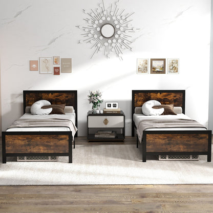 Metal Bed Frame with Headboard and Footboard-Queen Size