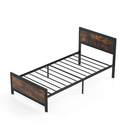 Metal Bed Frame with Headboard and Footboard-Queen Size