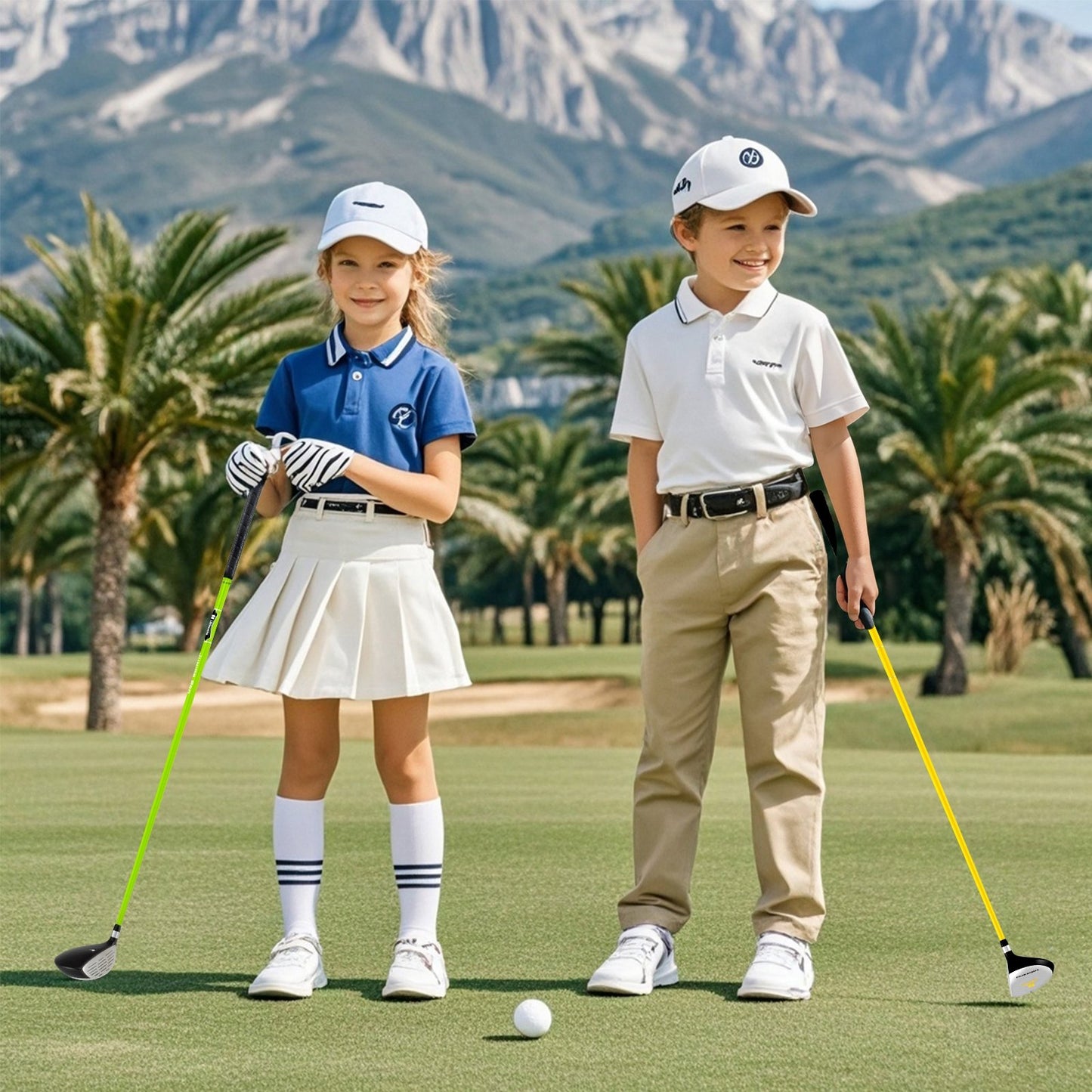 34 Inch 165CC Junior #3 Fairway Wood Golf Club with Fiberglass Shaft for Kids Ages 8-10-Green