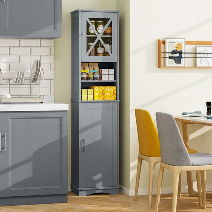 67 Inch Tall Bathroom Cabinet Freestanding Storage Cabinet with 5 Adjustable Shelves-Black